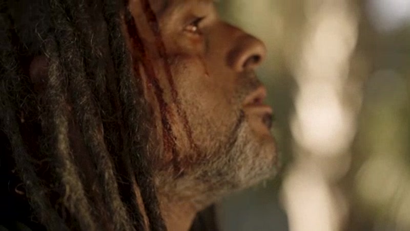 A man in profile, one shot the transcript lines are joined to.